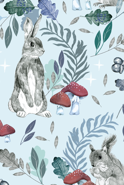 illustrated pattern design with rabbit
